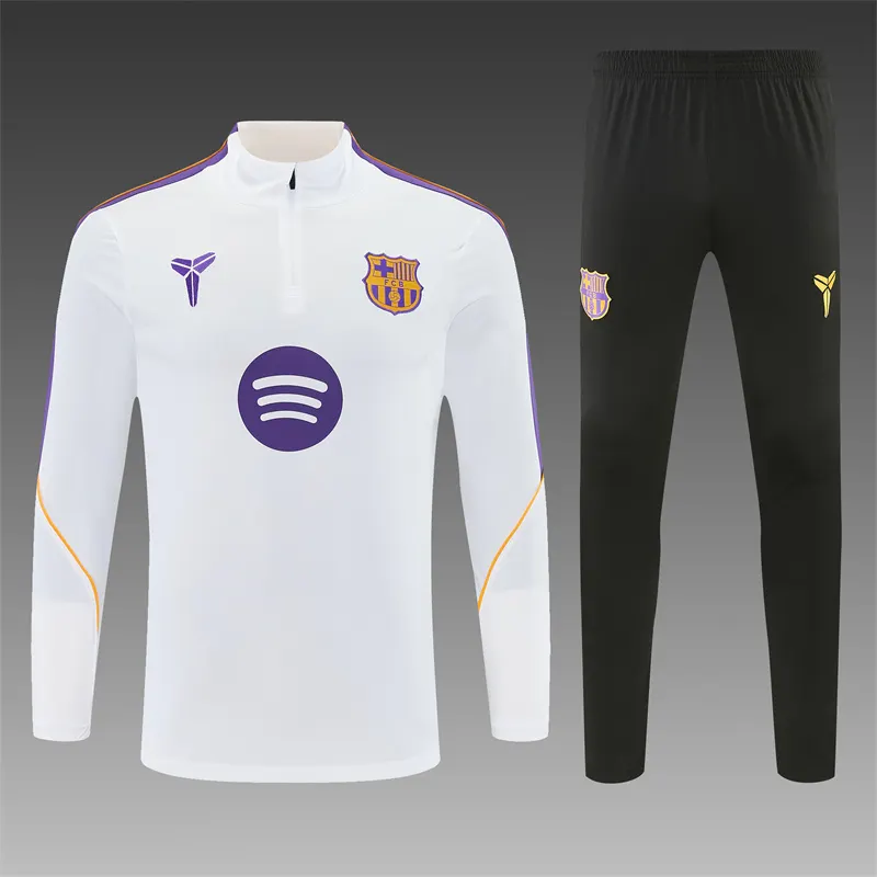 2026-27 Barcelona Red and White Half-Zip Training Jersey