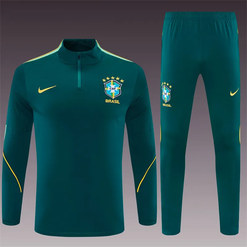 2026-27 Brazil Dark Green Half-Zip Training Jersey