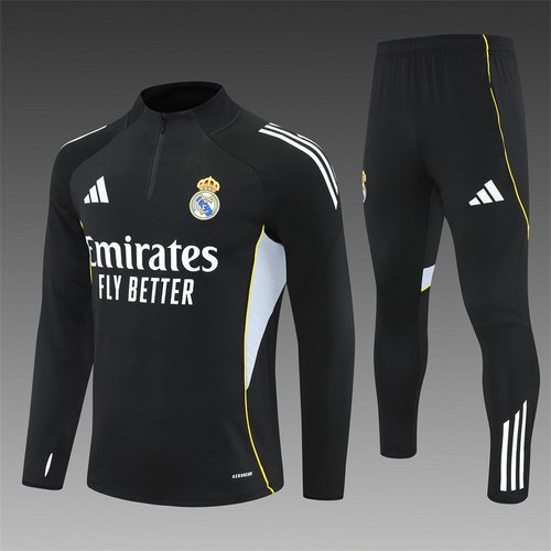 2025-26 Real Madrid Black Half-Pull Training Jersey