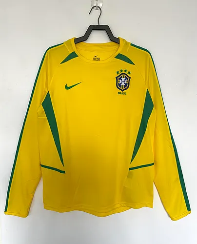 2002 Brazil Home Long Sleeve Retro Jersey