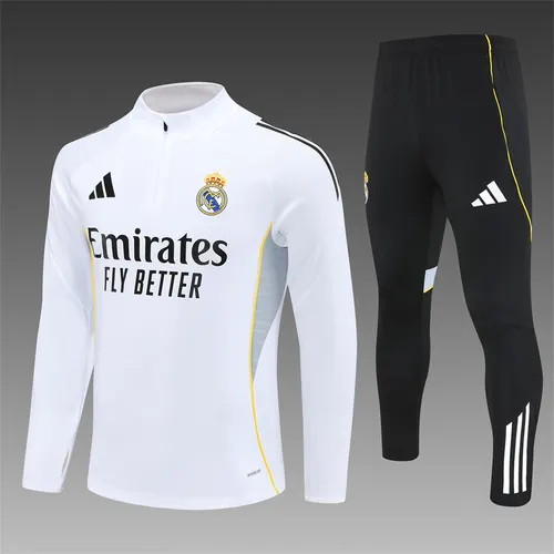 2025-26 Real Madrid White Half-Pull Training Jersey