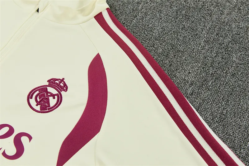 2026-27 Real Madrid Beige Half-Zip Training Jersey