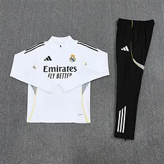 2025-26 Real Madrid White Half-Pull Training Jersey
