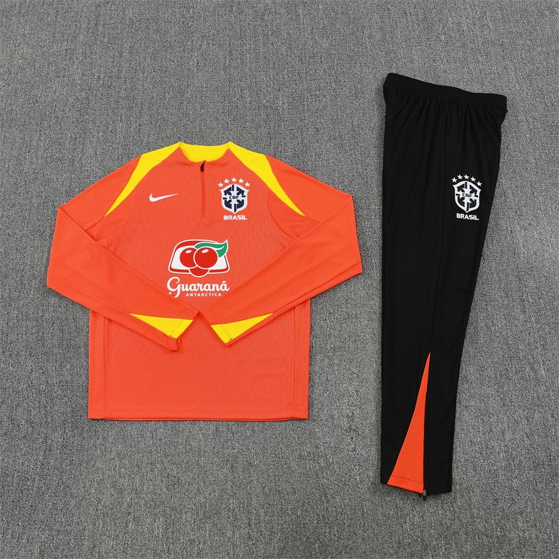 2025-26 Brazil Orange Half-Zip Training Jersey