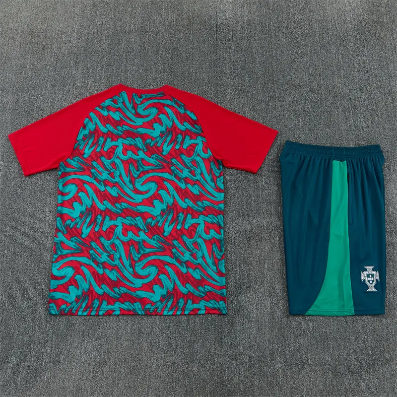 2026-27 Portugal Team Dark Red & Green Short-Sleeve Training Jersey