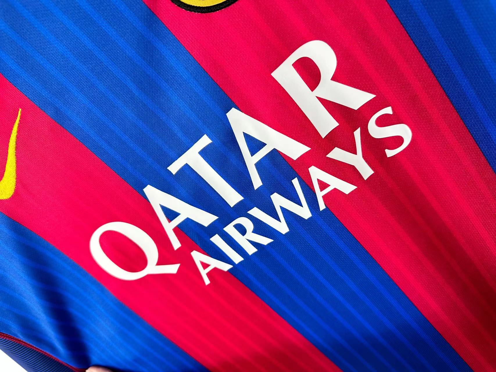 2016-17 Barcelona Home Long Sleeve Retro Jersey