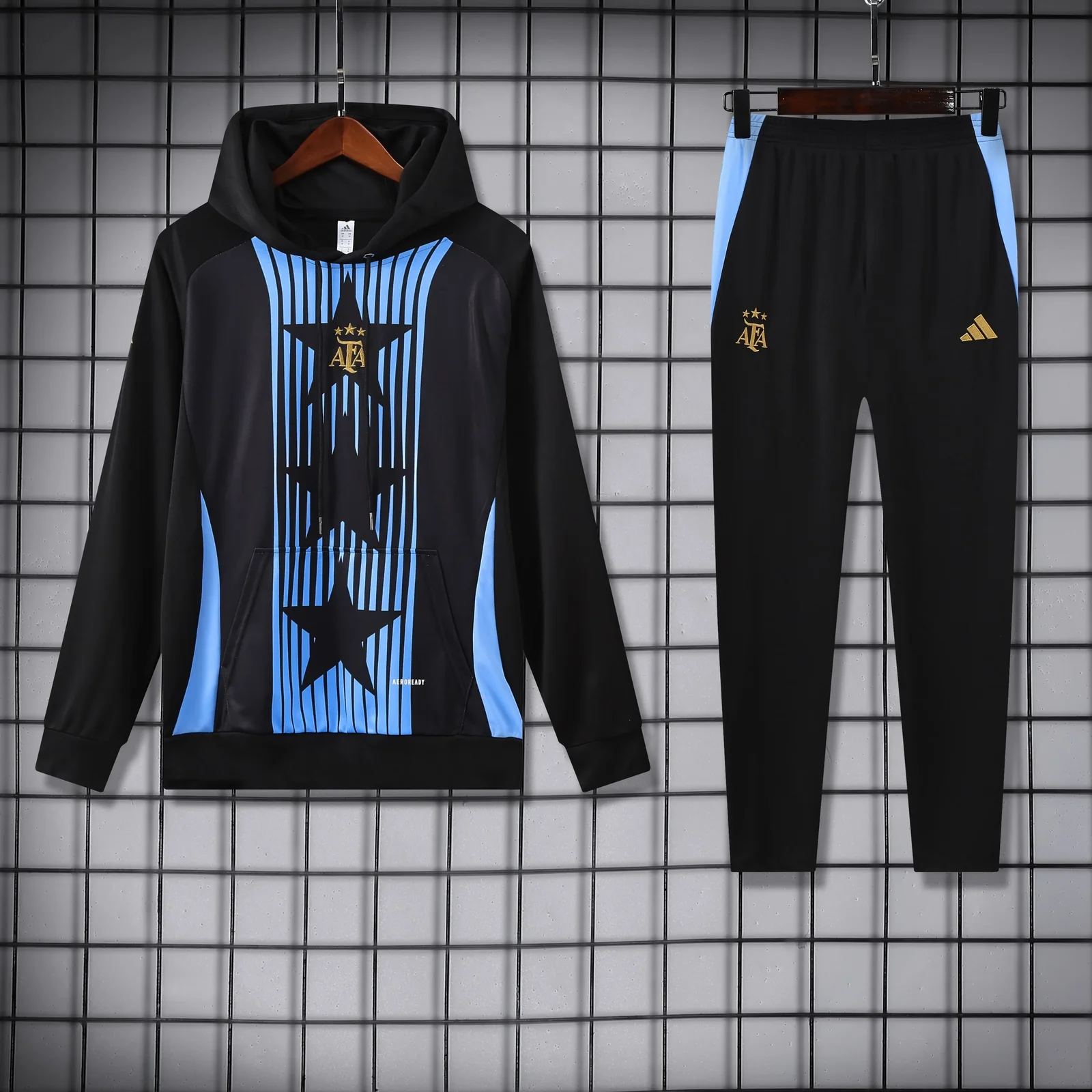 2025-26 Argentina Black Hooded Training Jersey