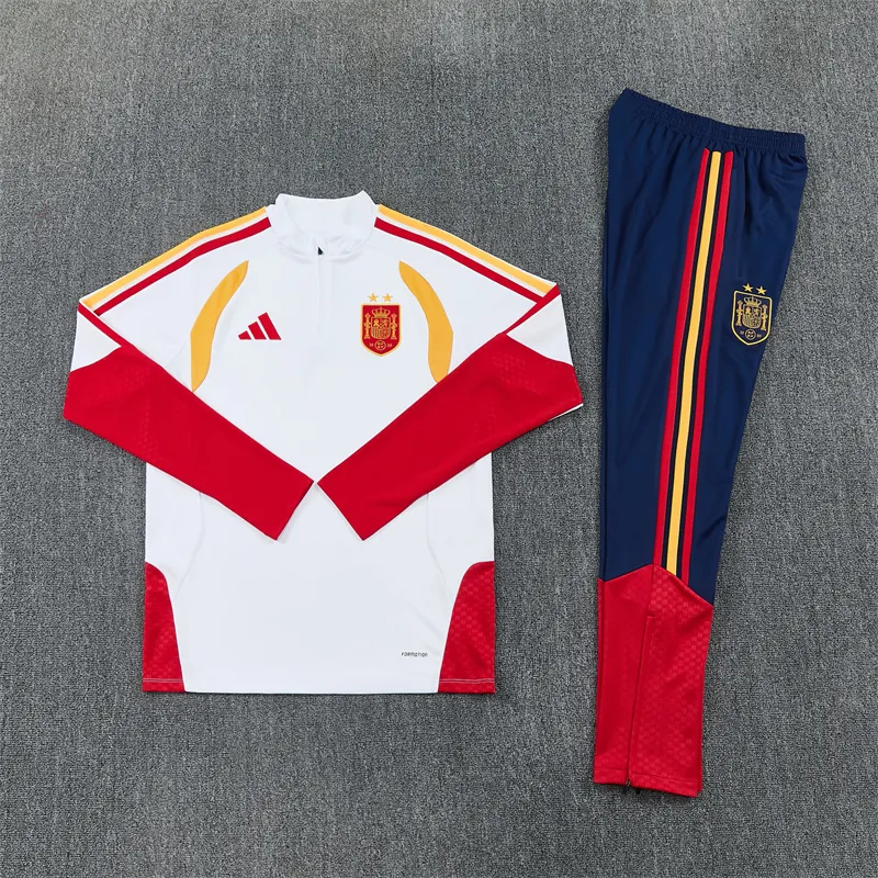 2026-27 Spain White Half-Zip Training Jersey (Two Stars)