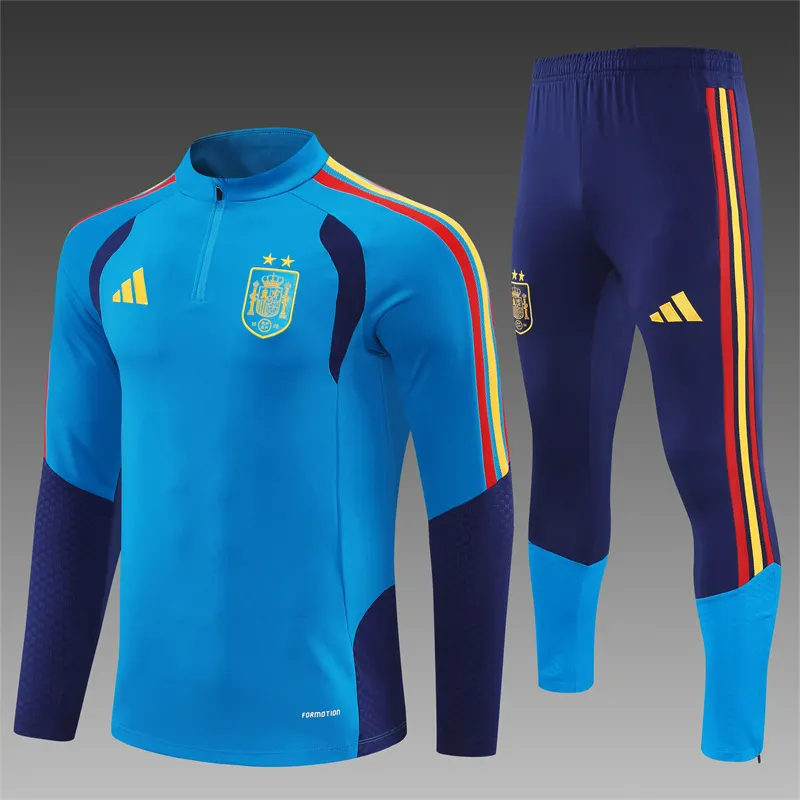2026-27 Spain Team Lake Blue Half-Zip Training Jersey (Two Stars)