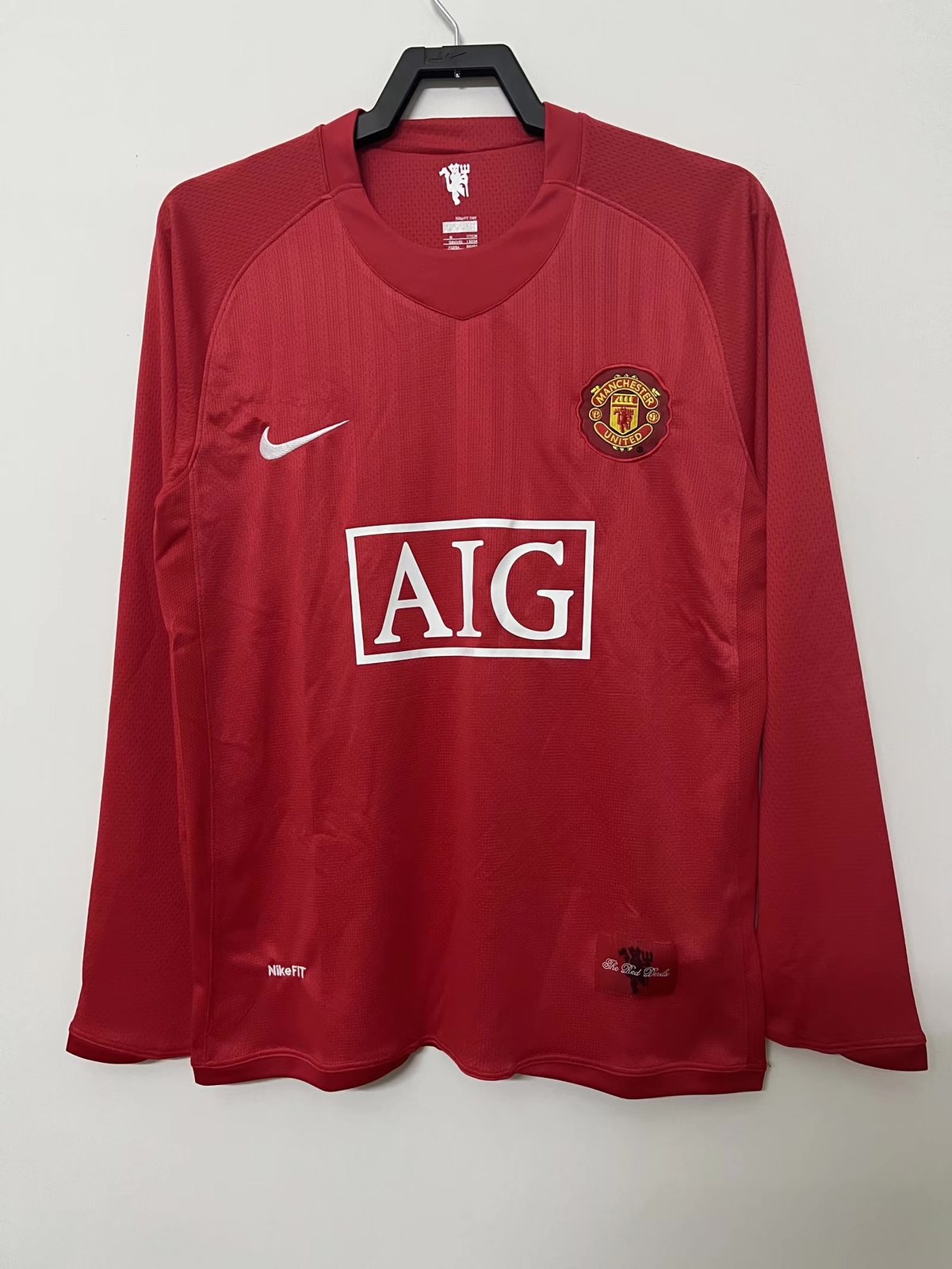 2007-08 Manchester United Home Long Sleeve Retro Shirt - League Plate
