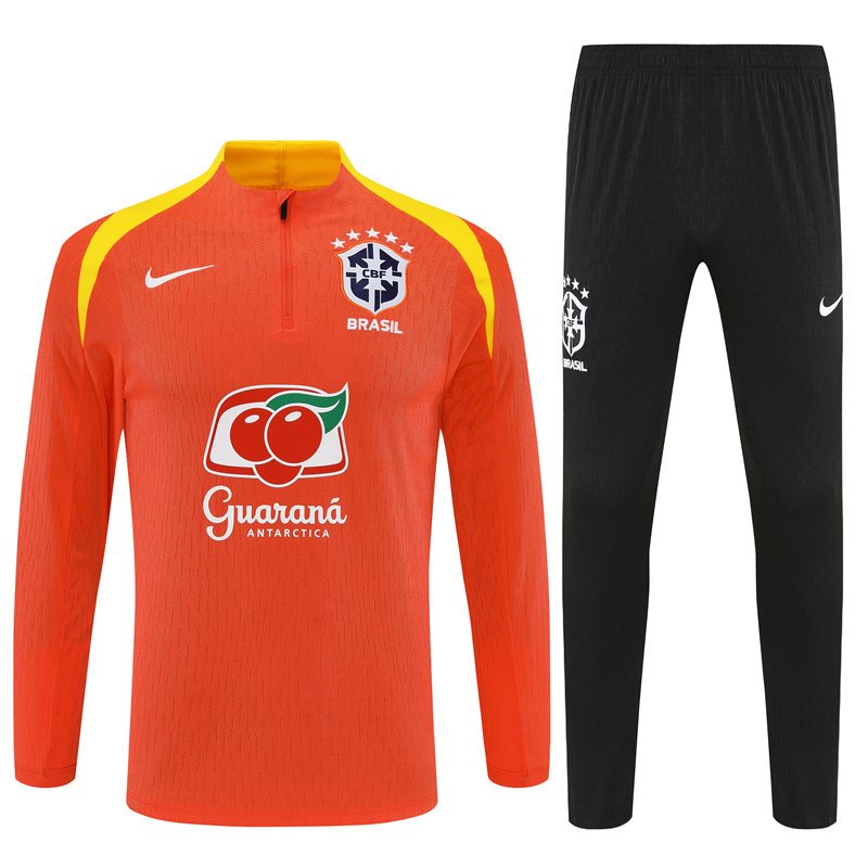 2025-26 Brazil Orange Half-Zip Training Jersey