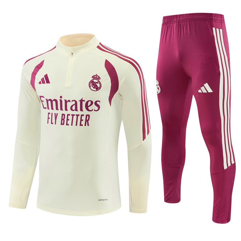 2026-27 Real Madrid Beige Half-Zip Training Jersey