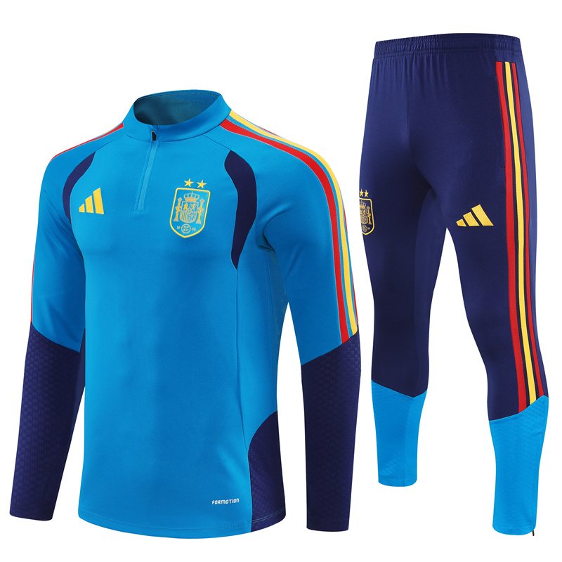 2026-27 Spain Team Lake Blue Half-Zip Training Jersey (Two Stars)