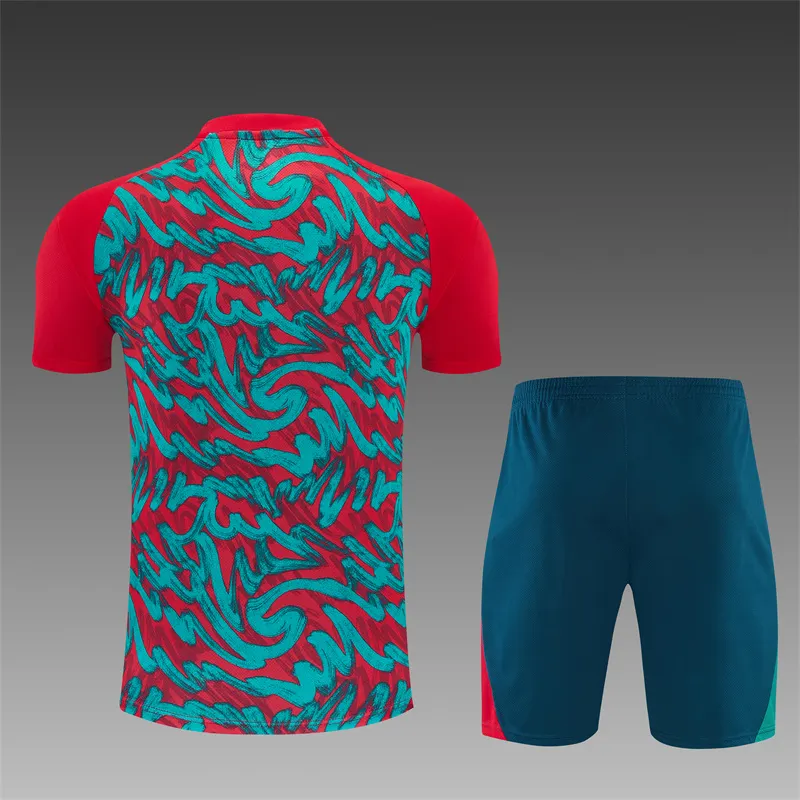 2026-27 Portugal Team Dark Red & Green Short-Sleeve Training Jersey