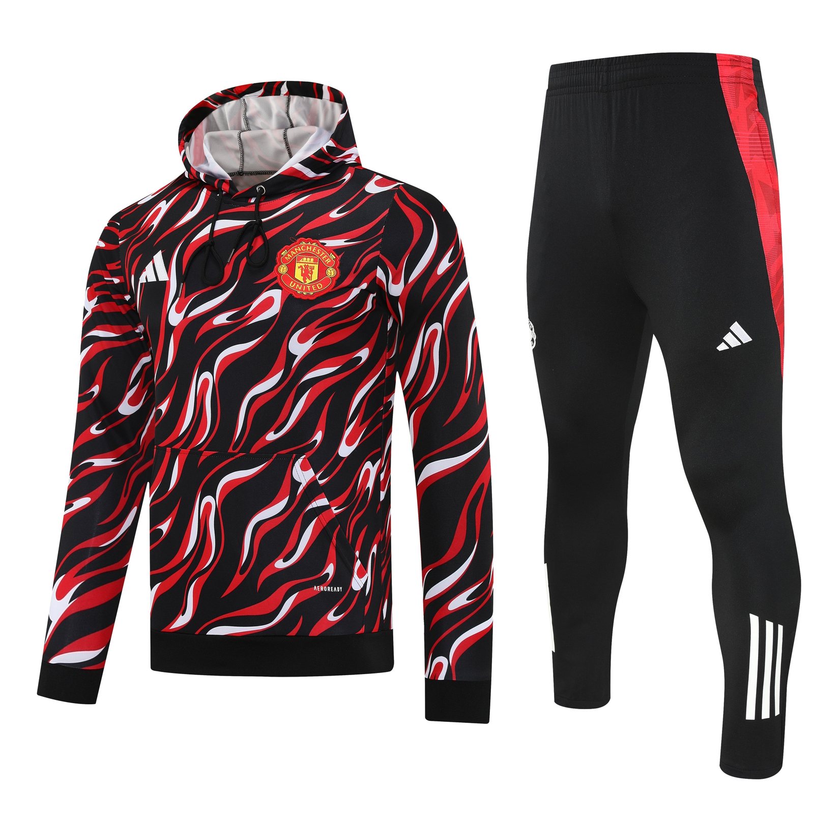 2025-26 Manchester United Black and Red Training Hooded Jersey