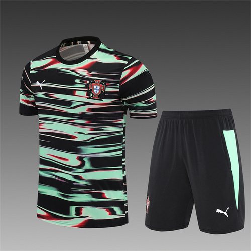 2025-26 Portugal Green and Black [Camouflage] Short Sleeve Training Jersey