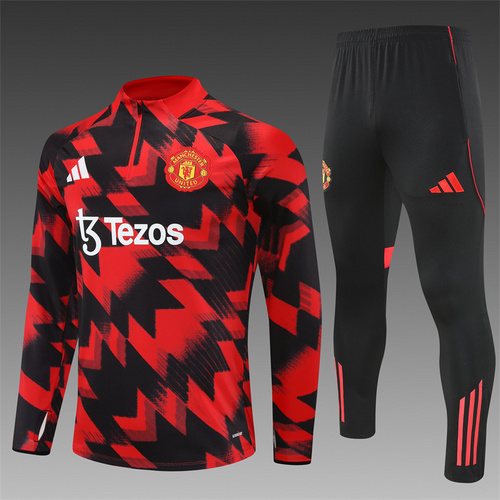 2025-26 Manchester United Red and Black Half-Pull Training Jersey