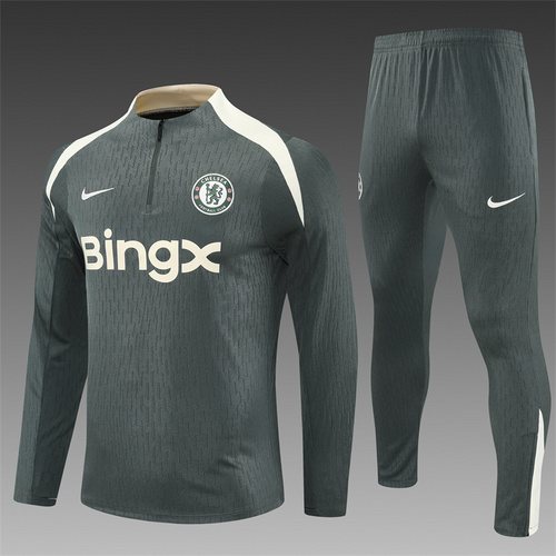 2025-26 Chelsea Army Green Half Pull Training Jersey
