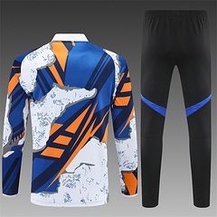 2025-26 Real Madrid yellow and blue camouflage half-pull training uniform jersey