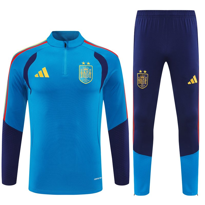 2026-27 Spain Team Lake Blue Half-Zip Training Jersey (Two Stars)