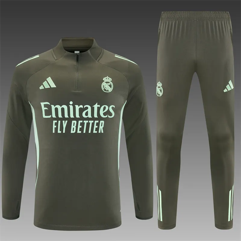 2025-26 Real Madrid Khaki Half-Zip Training Jersey