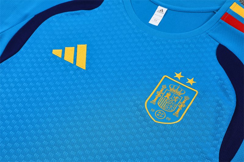 2026-27 Spain Team Lake Blue Short-Sleeve Training Jersey (Two Stars)
