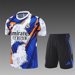 2025-26 Real Madrid yellow blue short sleeve training jersey