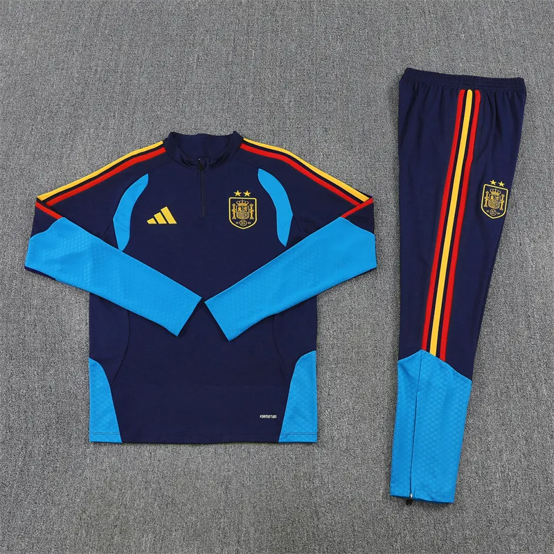 2026-27 Spain Royal Blue Half-Zip Training Jersey (Two Stars)