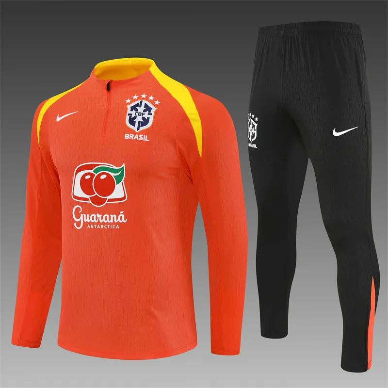 2025-26 Brazil Orange Half-Zip Training Jersey