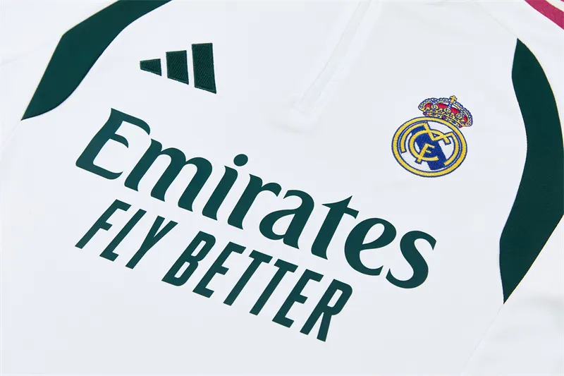2026-27 Real Madrid White & Green Half-Zip Training Jersey