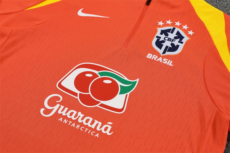 2025-26 Brazil Orange Half-Zip Training Jersey