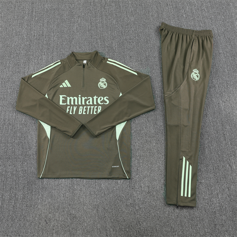 2025-26 Real Madrid Khaki Half-Zip Training Jersey