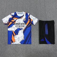 2025-26 Real Madrid yellow blue short sleeve training jersey