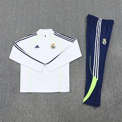 2025-26 Real Madrid White Retro Half-Draw Training Jersey