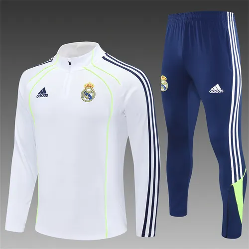 2025-26 Real Madrid White Retro Half-Draw Training Jersey