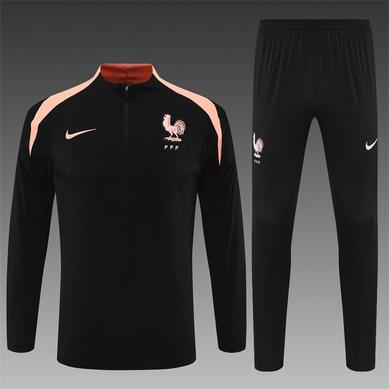 2025-26 France Black Half-Zip Training Jersey