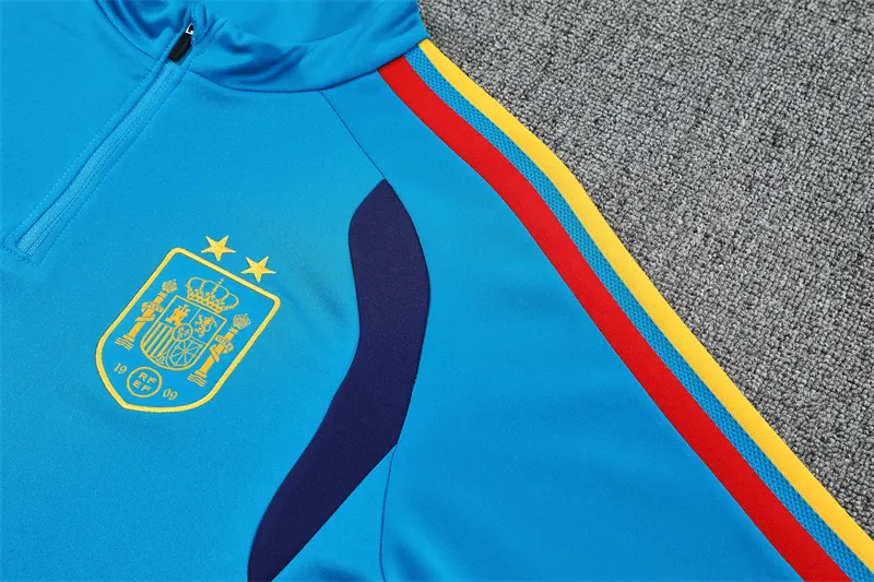 2026-27 Spain Team Lake Blue Half-Zip Training Jersey (Two Stars)