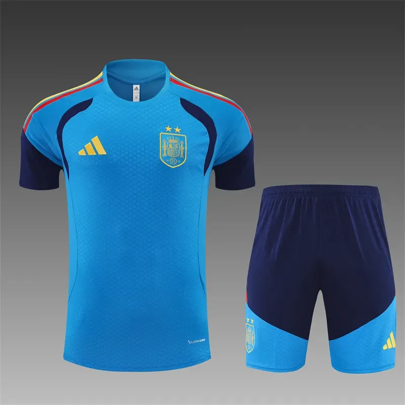 2026-27 Spain Team Lake Blue Short-Sleeve Training Jersey (Two Stars)