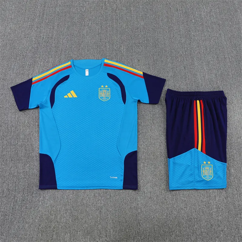 2026-27 Spain Team Lake Blue Short-Sleeve Training Jersey (Two Stars)