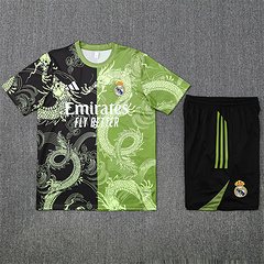 2025-26 Real Madrid Black and Green Short Sleeve Training Jersey