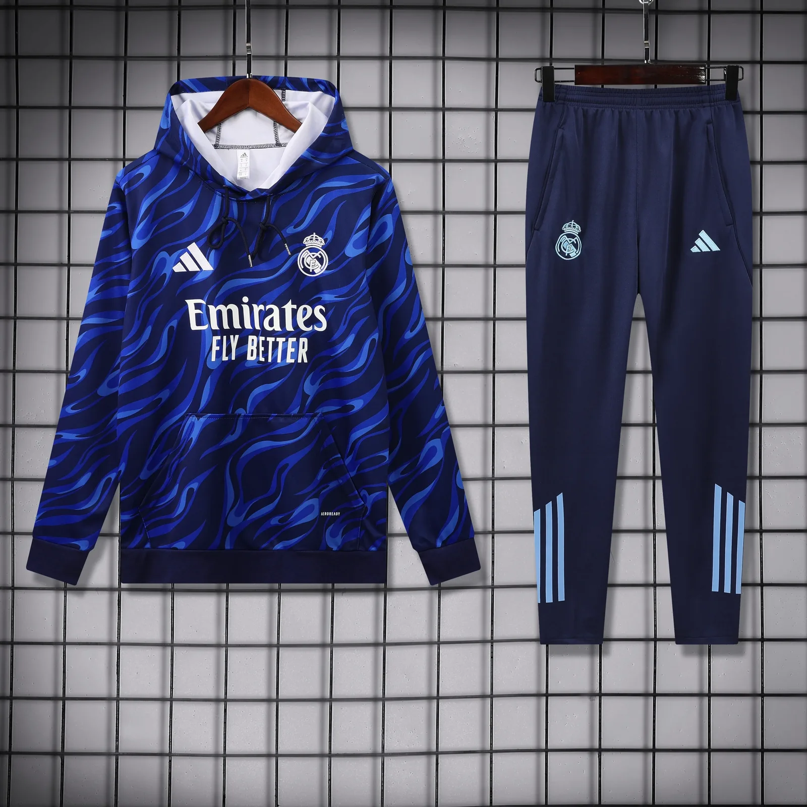 2025-26 Real Madrid Blue Hooded Training Jersey