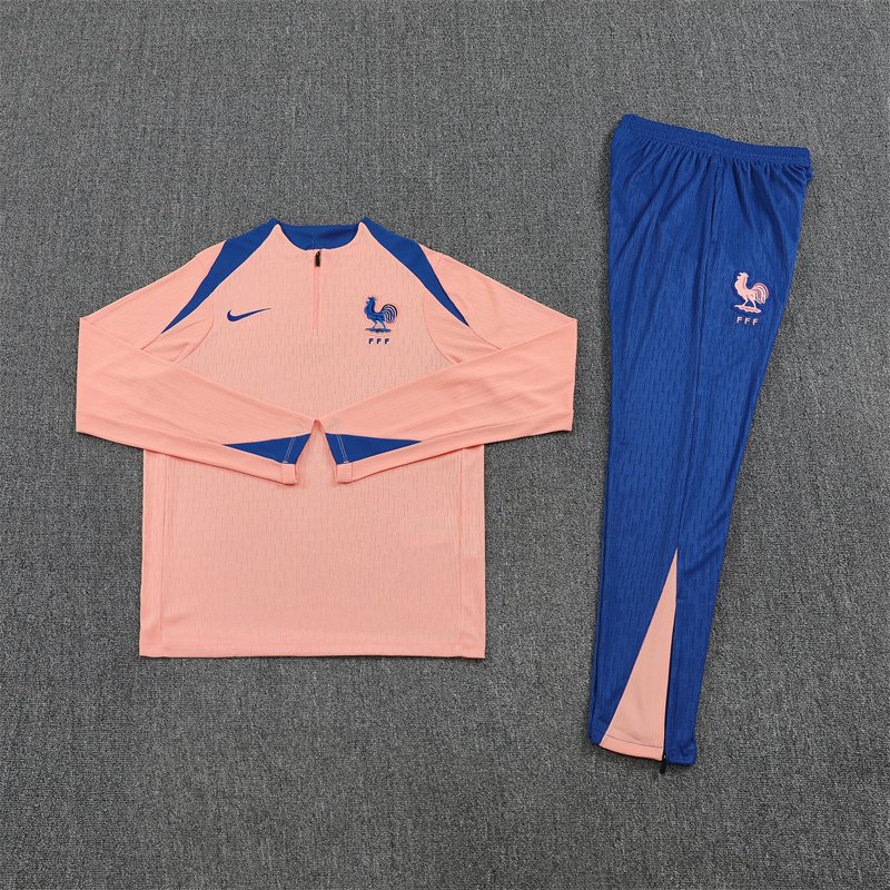 2025-26 France Light Pink Half-Zip Training Jersey