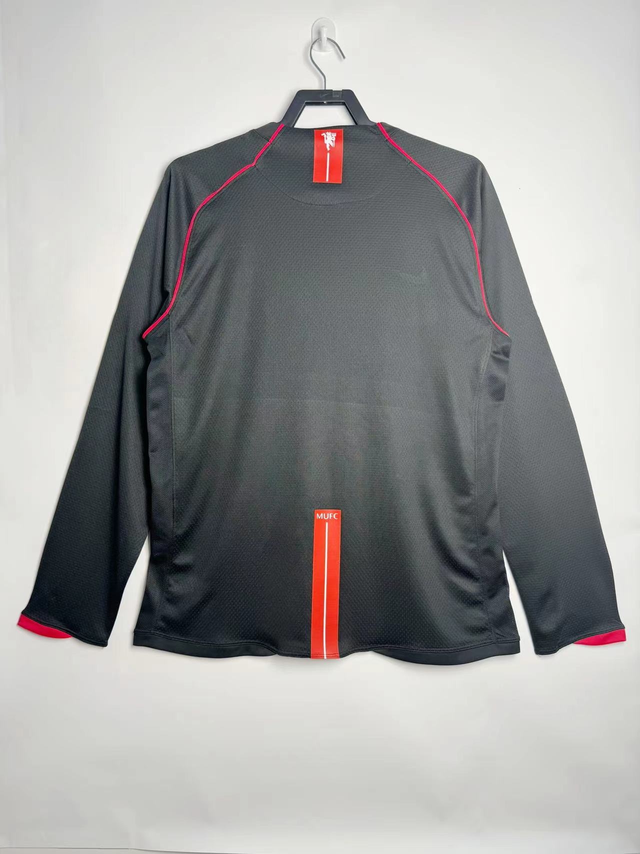 2007-08 Manchester United Away Black Long Sleeve Retro Shirt