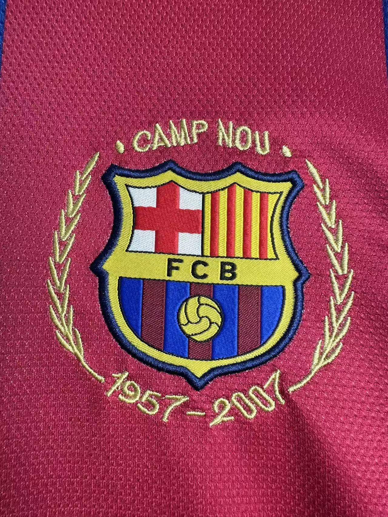 2007-08 Barcelona Home Long-Sleeve Retro Jersey