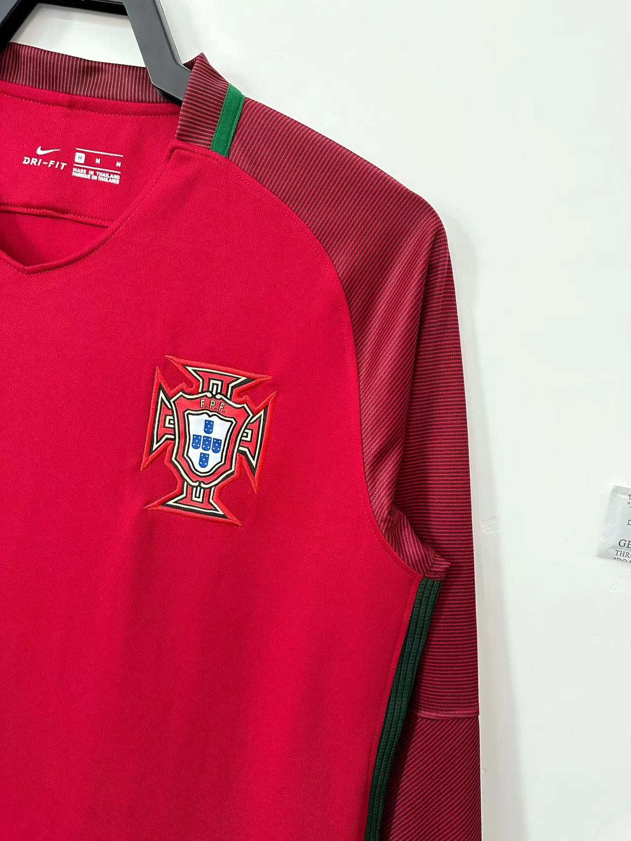 2016 Portugal Home Long Sleeve Retro Jersey