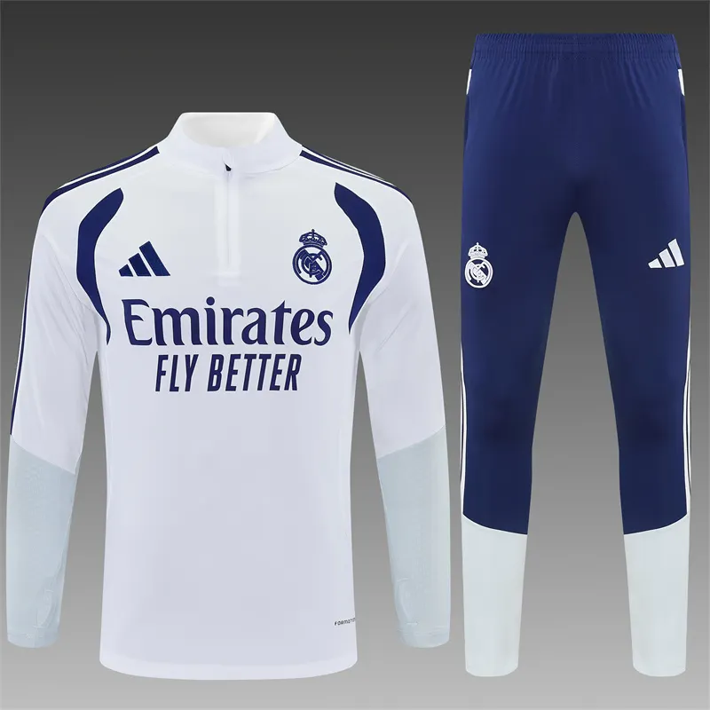 2026-27 Real Madrid White Half-Zip Training Jersey