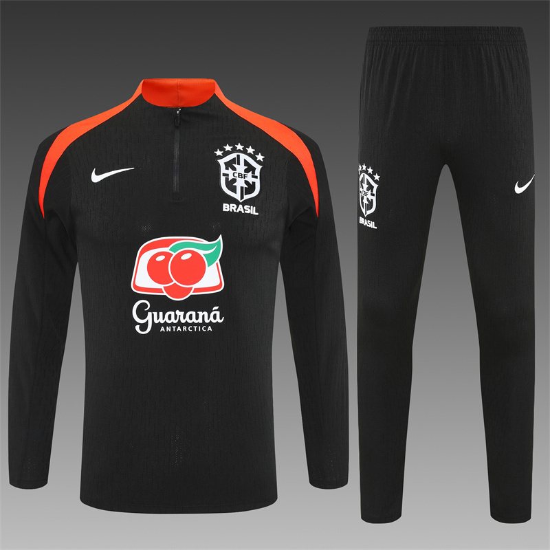 2025-26 Brazil Black Half-Zip Training Jersey