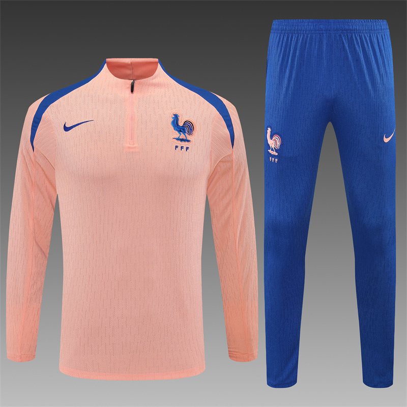 2025-26 France Light Pink Half-Zip Training Jersey