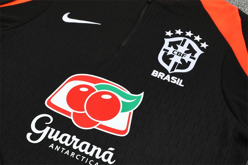 2025-26 Brazil Black Half-Zip Training Jersey