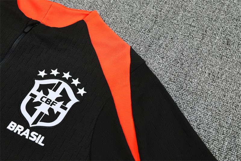 2025-26 Brazil Black Half-Zip Training Jersey